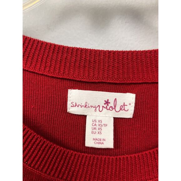Anthropologie Shrinking Violet sweater Womens XS Red Tunic Bright Colorful - Picture 4 of 7